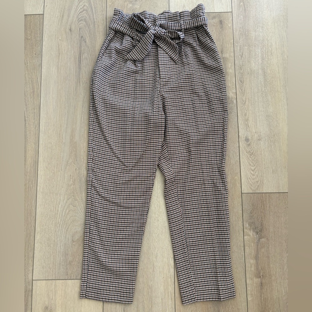Brown and Black Houndstooth High-Waisted Pant Size 6